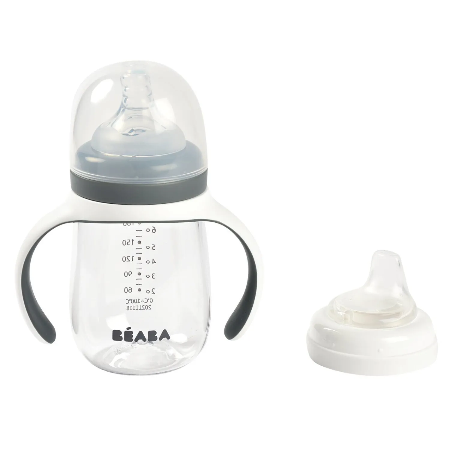 BÉABA Biberon d'apprentissage 2 en 1 210ml Gris minéral< Biberons Et Accessoires