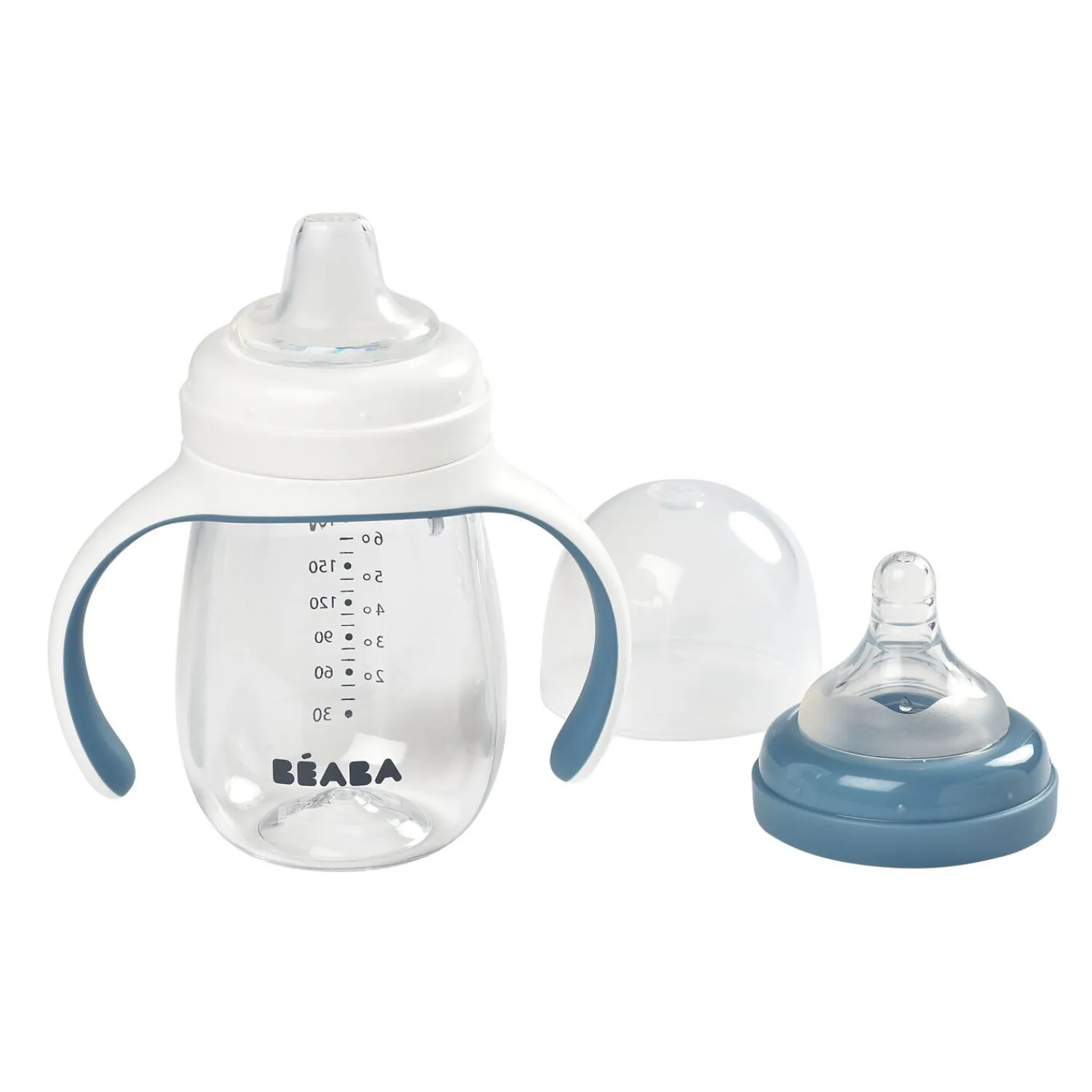 BÉABA Biberon d'apprentissage 2 en 1 - 210ml Bleu< Biberons Et Accessoires