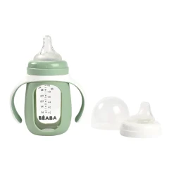 BÉABA Biberon d'apprentissage en verre 2 en 1 - 210ml Vert sauge< Couverts Vaisselle Et Bavoirs|Biberons Et Accessoires