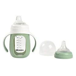 BÉABA Biberon d'apprentissage en verre 2 en 1 - 210ml Vert sauge< Couverts Vaisselle Et Bavoirs|Biberons Et Accessoires