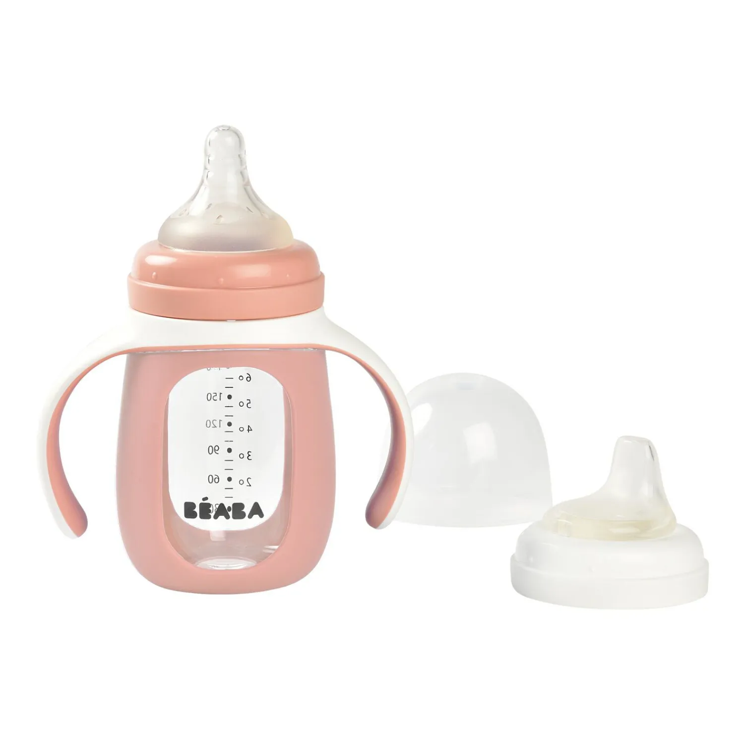 BÉABA Biberon d'apprentissage en verre 2 en 1 - 210ml Vieux rose< Biberons Et Accessoires