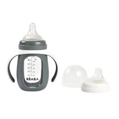BÉABA Biberon d'apprentissage en verre 2 en 1 - 210ml Gris minéral< Biberons Et Accessoires