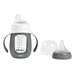 BÉABA Biberon d'apprentissage en verre 2 en 1 - 210ml Gris minéral< Biberons Et Accessoires