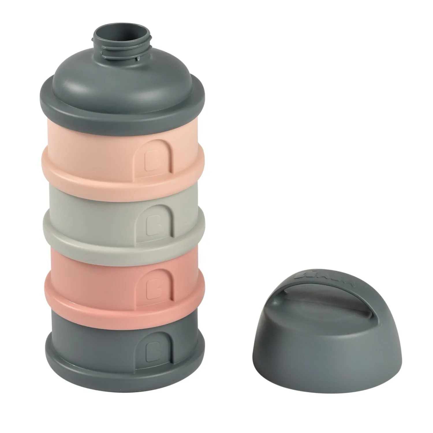 BÉABA Boîte doseuse de lait 4 compartiments empilables Gris/Rose< Doseurs De Lait|Biberons Et Accessoires