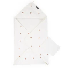 BÉABA Cape De Bain + Gant - 80x80 Cm - Jersey - Hearts< Capes De Bain