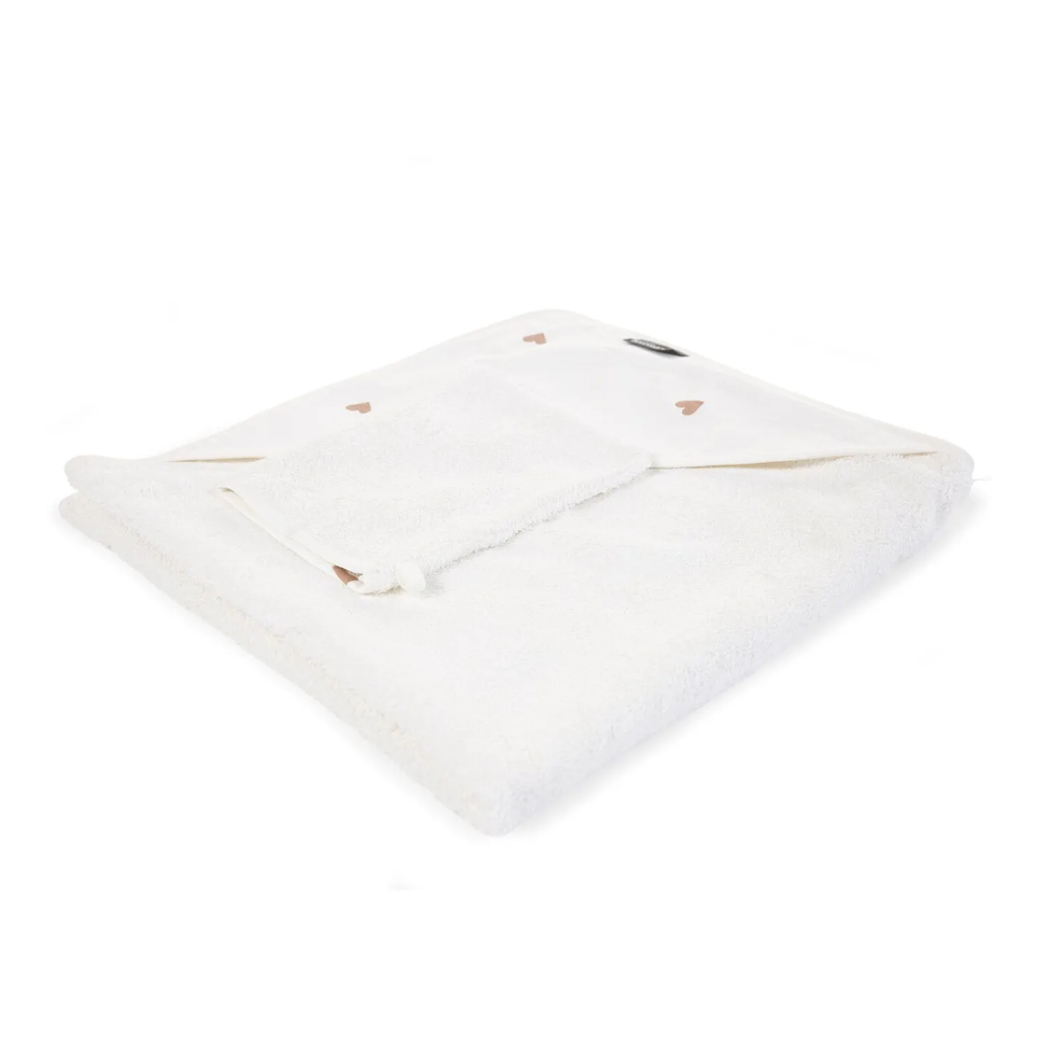 BÉABA Cape De Bain + Gant - 80x80 Cm - Jersey - Hearts< Capes De Bain