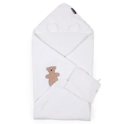 BÉABA Cape De Bain + Gant - 80x80 Cm - Muslin / Terry Teddy< Capes De Bain