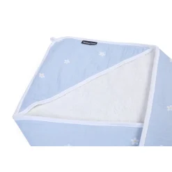 BÉABA Cape De Bain + Gant - 80x80 Cm - Mousseline Fleur - Bleue< Capes De Bain