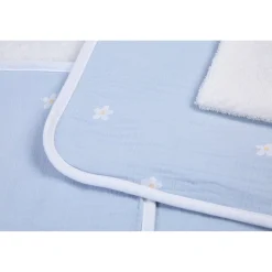 BÉABA Cape De Bain + Gant - 80x80 Cm - Mousseline Fleur - Bleue< Capes De Bain