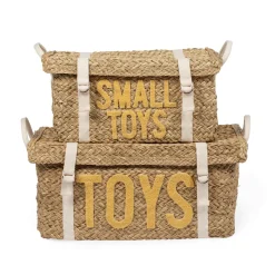 BÉABA Coffre à jouets en rotin jaune 2pcs< Paniers De Rangement