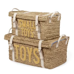 BÉABA Coffre à jouets en rotin jaune 2pcs< Paniers De Rangement