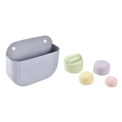 BÉABA Coffret de bain : panier et jouets de bain silicone Galet / Menthe au lait / Multi couleurs< Baignoires Et Accessoires