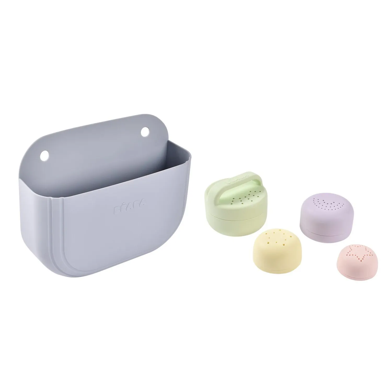 BÉABA Coffret de bain : panier et jouets de bain silicone Galet / Menthe au lait / Multi couleurs< Baignoires Et Accessoires