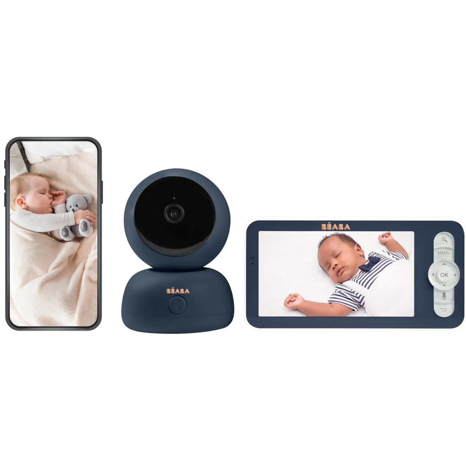 BÉABA Ecoute bébé vidéo Zen Premium 2 Night Blue< Babyphone, Écoute-bébé
