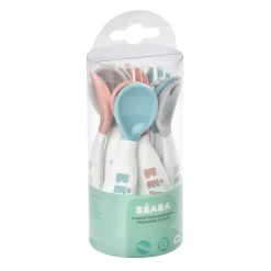 BÉABA Lot 10 couverts ergonomiques 2ème âge Bleu/Rose/Gris< Couverts Vaisselle Et Bavoirs