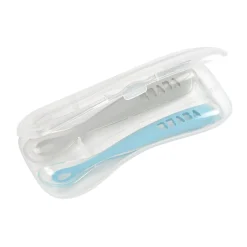 BÉABA Lot 2 cuillères 1er âge silicone avec boite de transport Bleu/Gris< Couverts Vaisselle Et Bavoirs