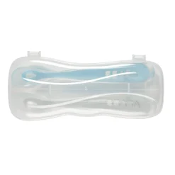 BÉABA Lot 2 cuillères 1er âge silicone avec boite de transport Bleu/Gris< Couverts Vaisselle Et Bavoirs