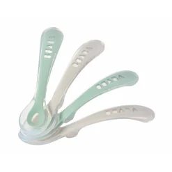 BÉABA Lot 4 cuillères 2ème âge silicone Gris velours/Vert sauge< Couverts Vaisselle Et Bavoirs