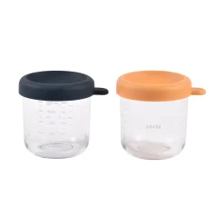 BÉABA Lot 2 portions verre 250ml Night blue/Miel< Couverts Vaisselle Et Bavoirs