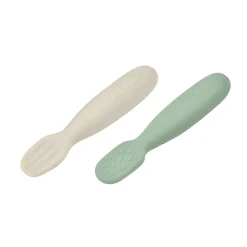BÉABA Lot 2 pré-cuillères d'apprentissage silicone Vert sauge/Gris velours< Couverts Vaisselle Et Bavoirs