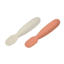 BÉABA Lot 2 pré-cuillères d'apprentissage silicone Terracotta/Gris velours< Couverts Vaisselle Et Bavoirs