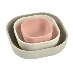BÉABA Lot de 3 bols silicone gigogne Rose/Gris velours< Goûter Sain|Couverts Vaisselle Et Bavoirs