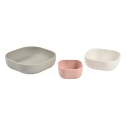 BÉABA Lot de 3 bols silicone gigogne Rose/Gris velours< Goûter Sain|Couverts Vaisselle Et Bavoirs