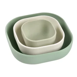 BÉABA Lot de 3 bols silicone gigogne Vert sauge< Goûter Sain|Couverts Vaisselle Et Bavoirs