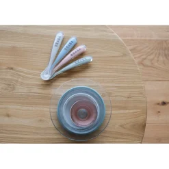 BÉABA Lot de 4 cuillères 1er âge silicone Eucalyptus/Bleu/Rose/Gris< Couverts Vaisselle Et Bavoirs
