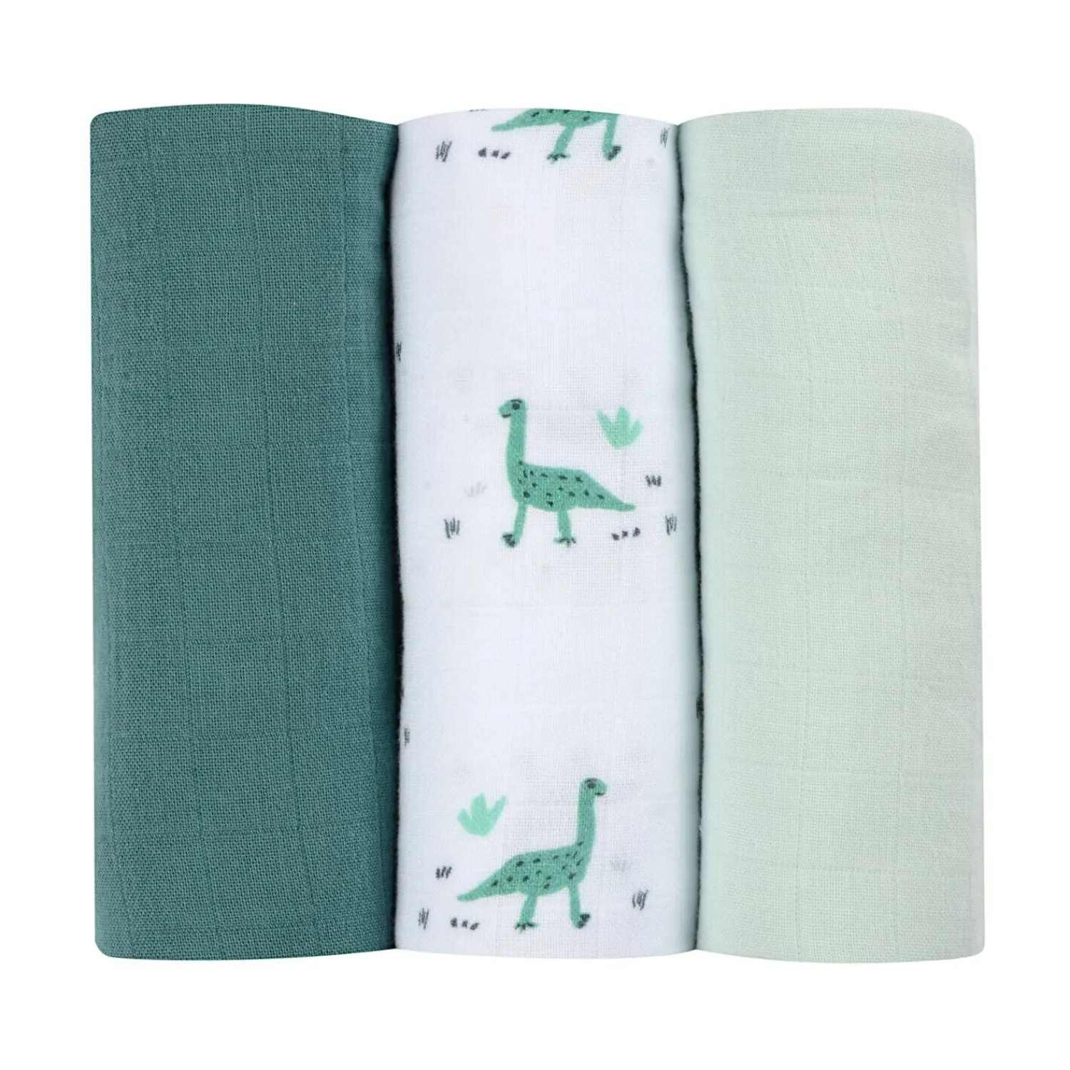 BÉABA Lot de 3 langes en coton Jurassique/Vert< Accessoires De Toilette|Baignoires Et Accessoires