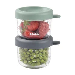 BÉABA Lot de 2 portions verre 150 ml Mineral / Vert sauge< Pots De Conservation|Pots De Conservation