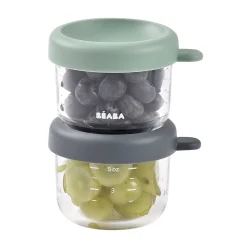 BÉABA Lot de 2 portions verre 150 ml Mineral / Vert sauge< Pots De Conservation|Pots De Conservation