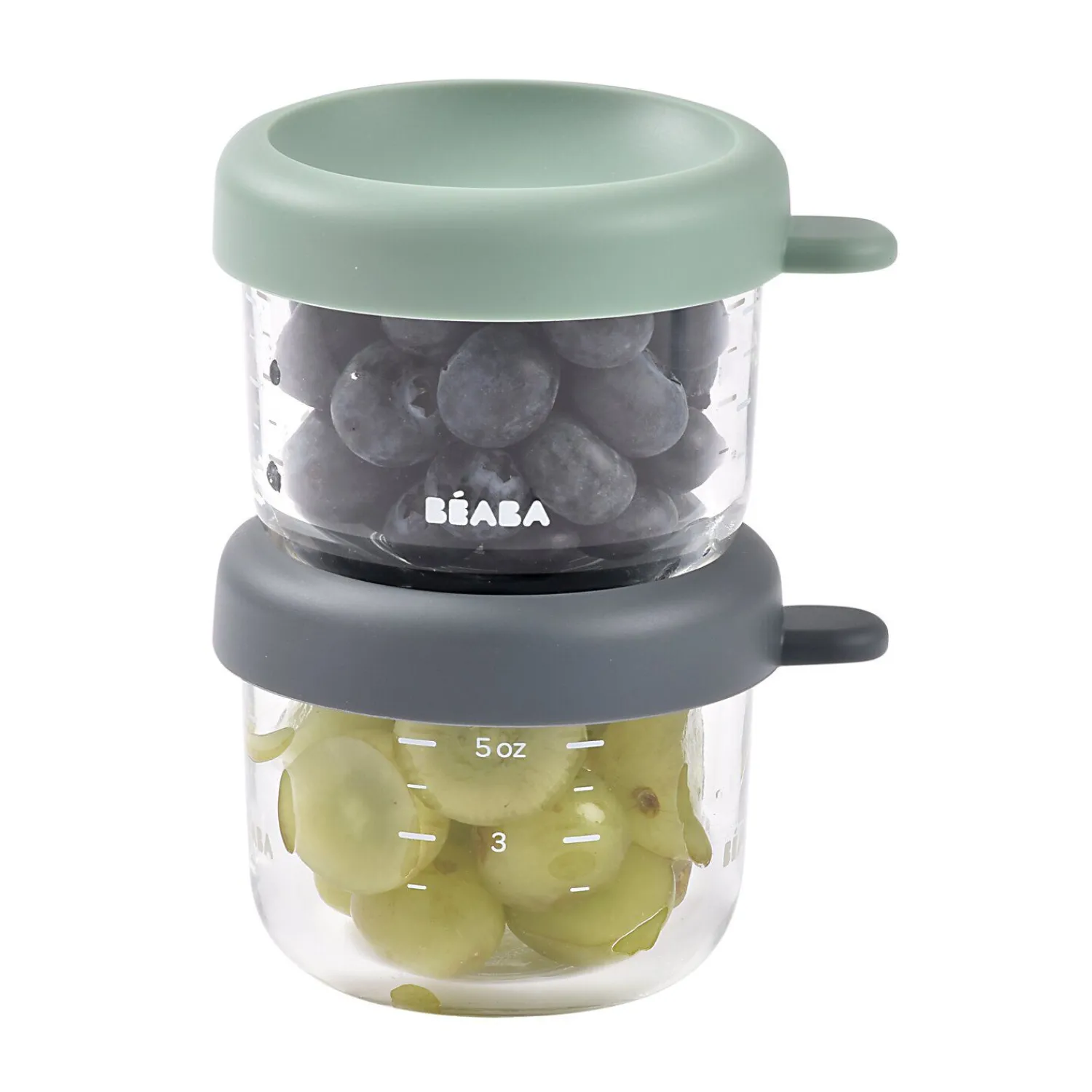 BÉABA Lot de 2 portions verre 150 ml Mineral / Vert sauge< Pots De Conservation|Pots De Conservation