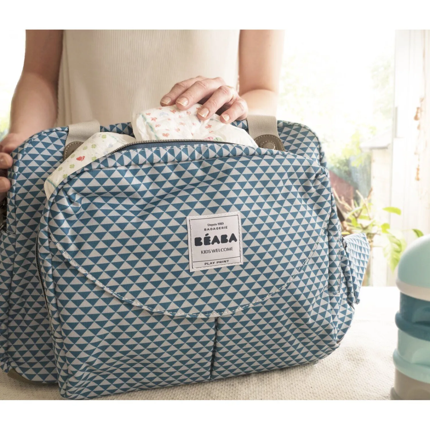 BÉABA Sac à langer Genève Play print Bleu< Sacs À Langer