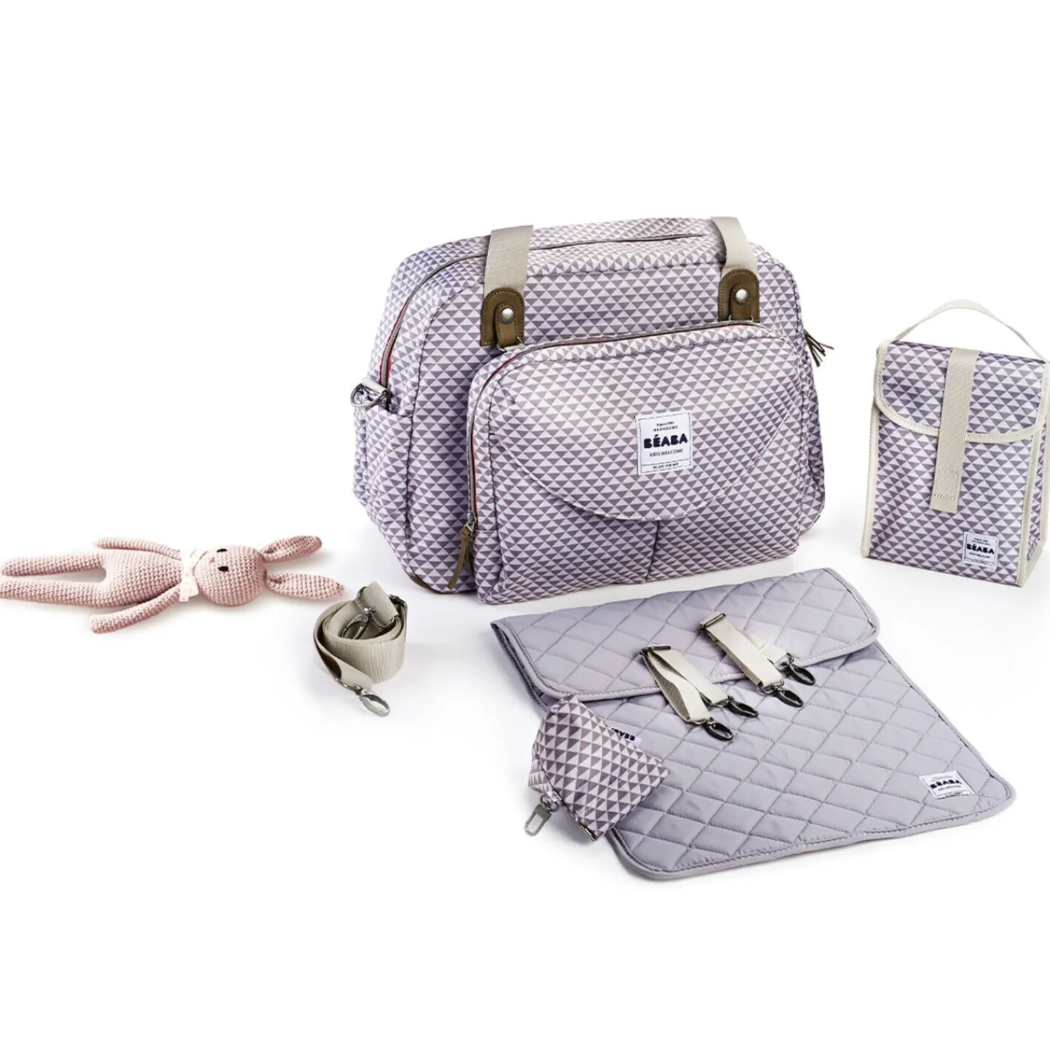 BÉABA Sac à langer Genève Play print Gris/Corail< Sacs À Langer