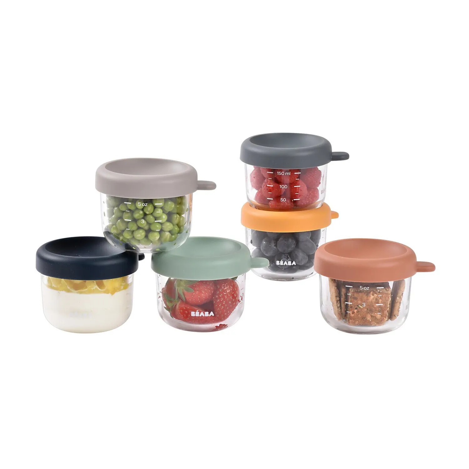 BÉABA Set 6 portions verre 150 ml SUNRISE COLORMIX< Pots De Conservation|Pots De Conservation