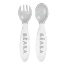 BÉABA Set de 2 couverts ergonomiques 2ème âge Gris< Couverts Vaisselle Et Bavoirs