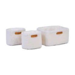 BÉABA Set Of 3 Hanging Storage Baskets - 21x14x10 Cm + 14x10x10 Cm -Teddy Off white< Paniers De Rangement