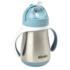 BÉABA Tasse paille inox 250ml Bleu< Couverts Vaisselle Et Bavoirs|Biberons Et Accessoires