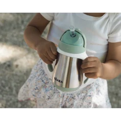 BÉABA Tasse paille inox 250ml Vert sauge< Couverts Vaisselle Et Bavoirs