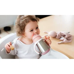 BÉABA Tasse paille inox 250ml Vieux rose< Couverts Vaisselle Et Bavoirs|Biberons Et Accessoires